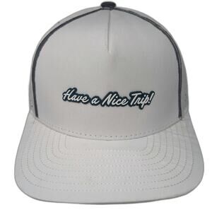 Road Trip Trucker Hat White One Size Snapback 5 Panel Mushroom Smiley Face